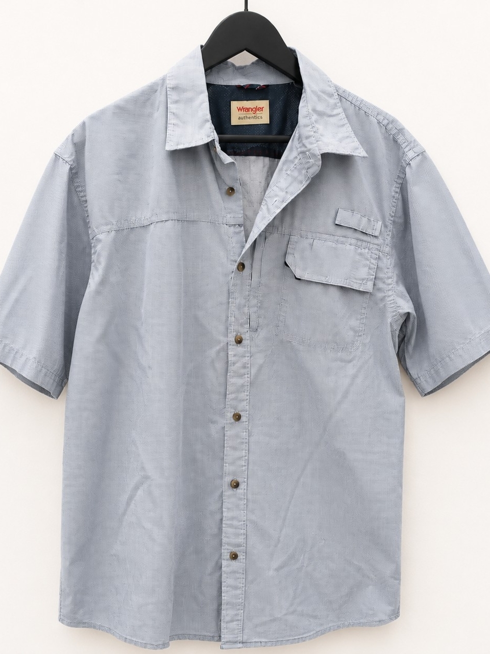 Wrangler Light XL TG Blue Short Sleeve Casual Button-Down Shirt